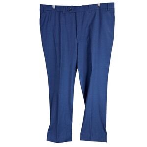 Riviera by Jack Victor Traveler Dress Pant Mens 40x30 Blue Wool Blend Flat Front